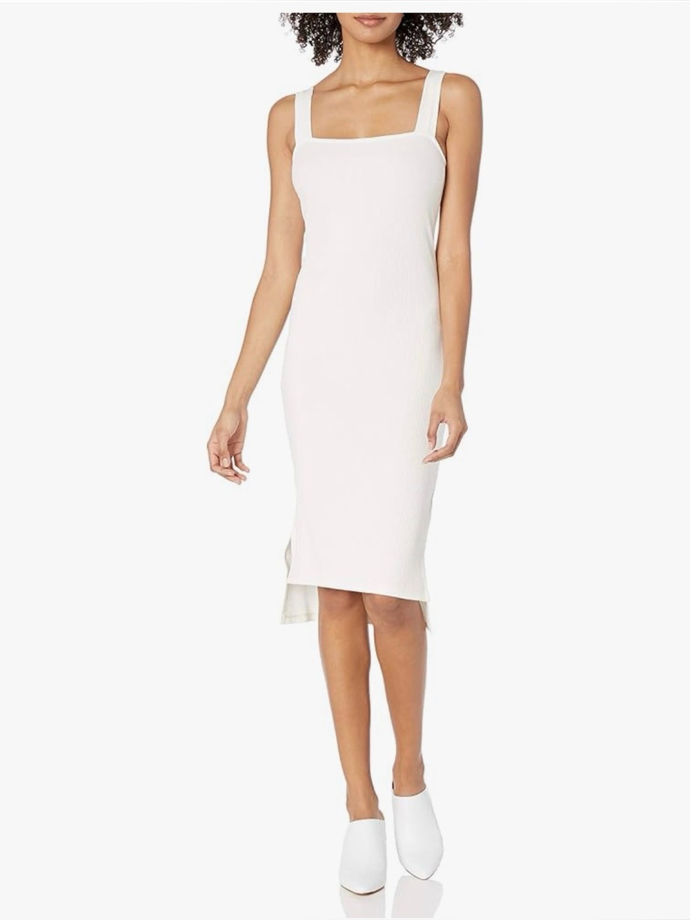 Elegant White Ribbed Bump Friendly Dress